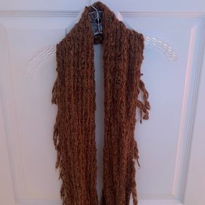 Brown Fringe Infinity Scarf
